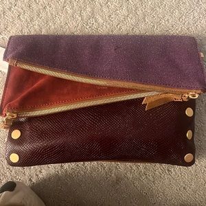Rare vintage Hammitt Dillon Med-wine country leather reversible clutch, no strap